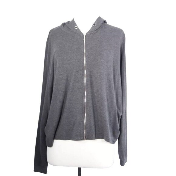 Soyaconcept Women Medium Charcoal Gray Full Zip Hoodie Dolman Sleeve Relaxed Fit - Picture 1 of 7
